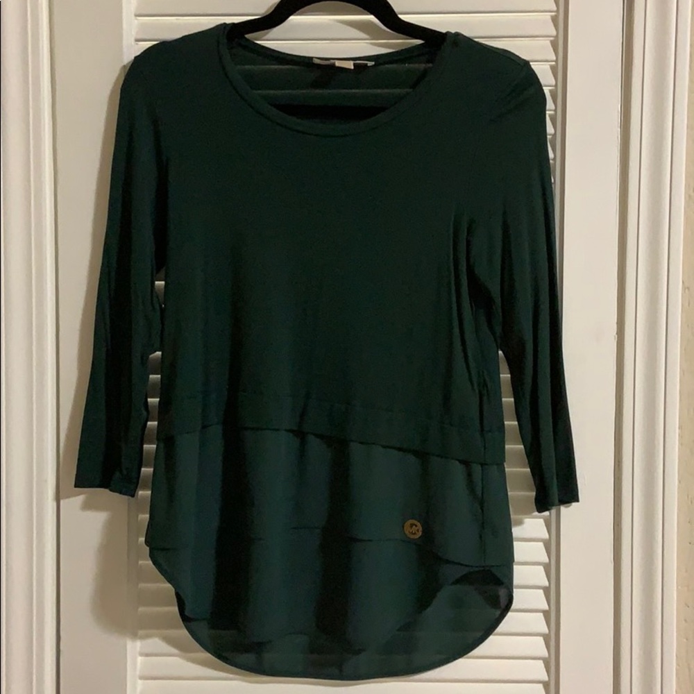 Michael Kors Emerald Green 3/4 Length Top